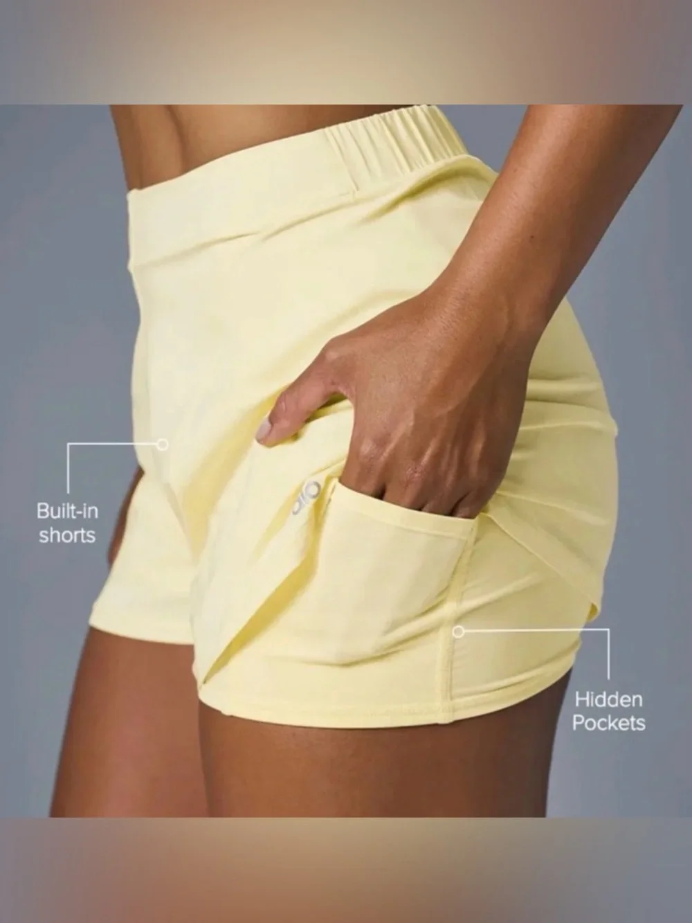 Alo Yoga Tiebreaker Shorts Lemon Ice Size XS